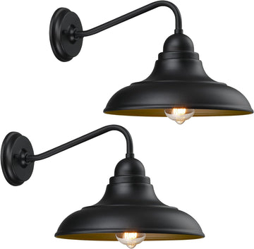 Wall Lights Wall Mount for House Farmhouse Wall Sconce Black Outside Lantern Classic Barn Lights Outdoor & Indoor, 12"_2 Pack