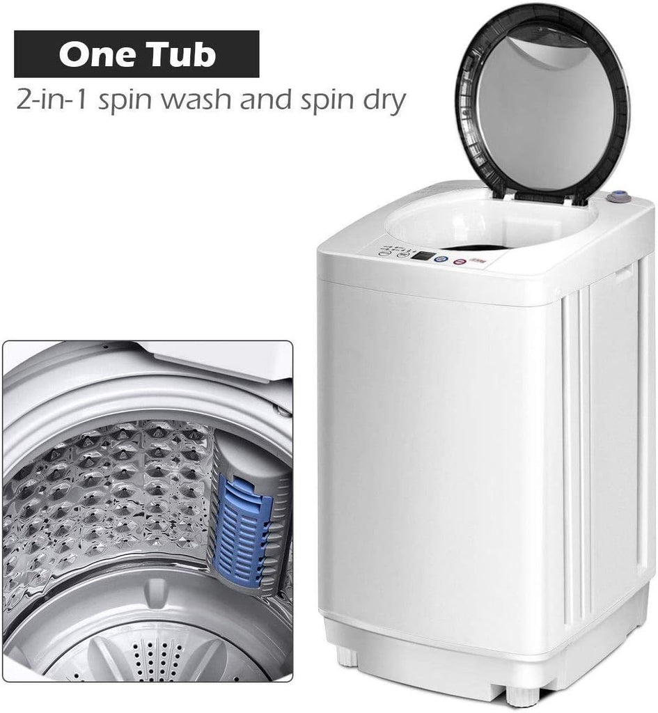 Portable Washing Machine, Full Automatic Washer and Dryer Combo, with Built-in Pump Drain 8 LBS Capacity Compact