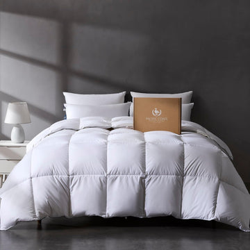 Luxury White Goose Feather Down Fiber Comforter King, All Season Hotel Collection Duvet Insert, Ultr