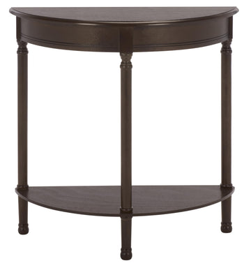 Tinsley Half-Round Console Table - Dark Chocolate - Solid Wood - Farmhouse Demilune Design - Ideal, 28"