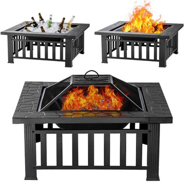 Fire Pit Table 32 Inch Square Metal Stove