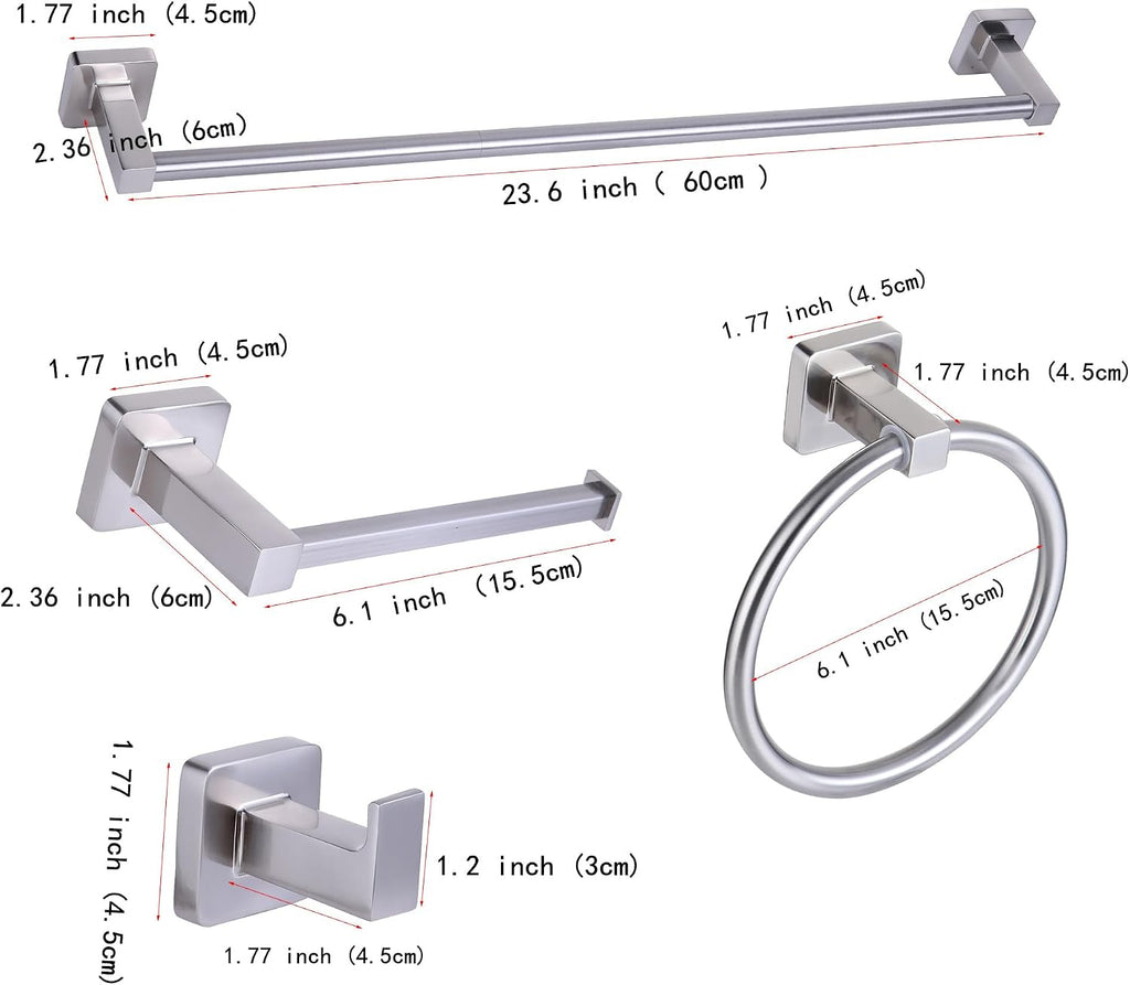 5 Piece Bathroom Hardware Accessories Set Brushed Nickel,24 Inch Towel Bar Set,Towel Rack Set,Bathroom Towel Holder