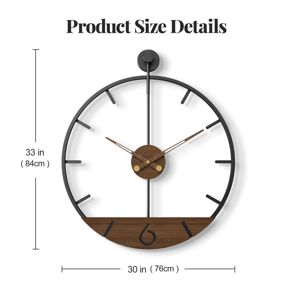 Large Wall Clock 30 Inch Modern Farmhouse Wall Clock