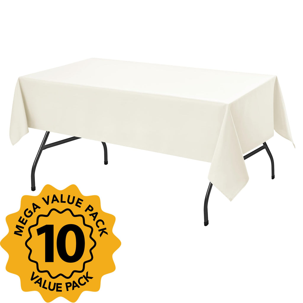 10-Pack Ivory Tablecloths for Rectangle Tables, 60 x 84 Inches