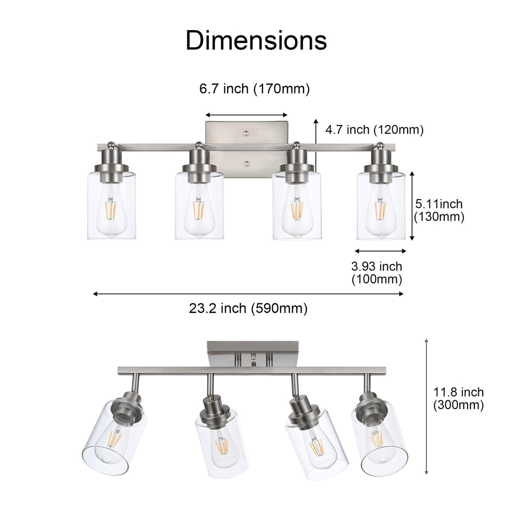 4 Light Track Lighting Fixtures Ceiling Kitchen Track Lighting Kit Brushed Nickel Bathroom Tracking Vanity Lights