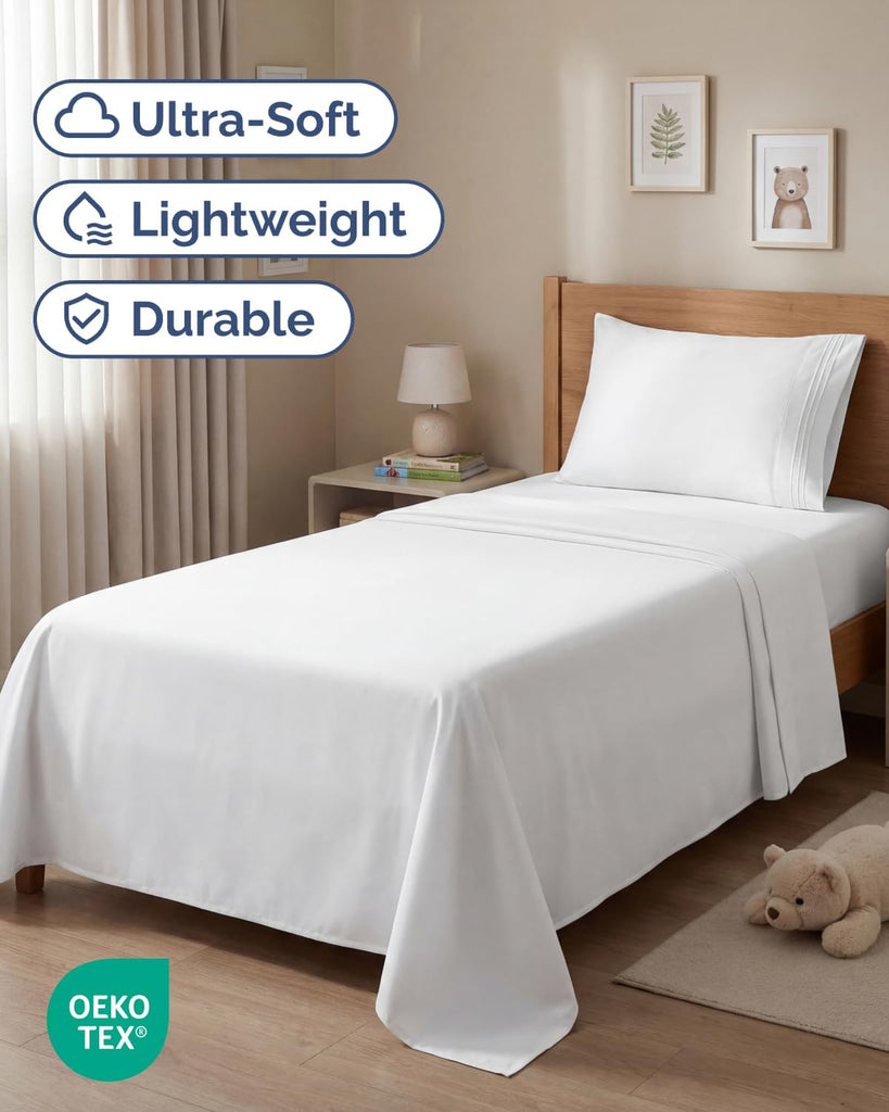 Cal King 4 Piece Sheet Set - Comfy Breathable & Cooling Sheets - White