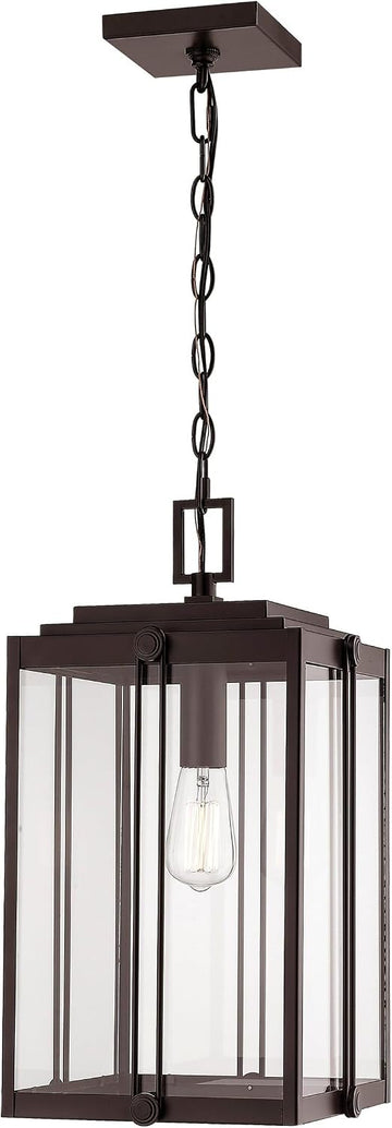 Transitional One Light Outdoor Hanging Lantern from Oakland Collection Dark Finish, Powder Coat Bronze