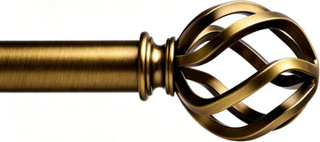 Brass Curtain Rods, 1 Inch Modern Drapery Rods, Adjustable Heavy Duty Curtain Rod, with Twisted Cage