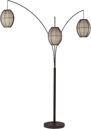 Maui Arc Floor Lamp with 3 Movable Shades & Adjustable Height- Perfect Lighting and Corner Decor, An