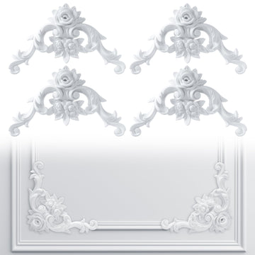 4pcs Corner Wall Molding, French Wainscoting Panel, Rose
