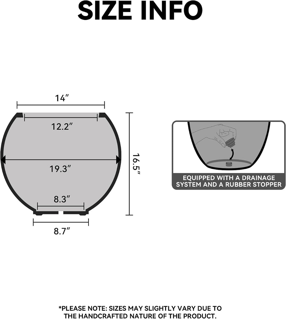 Accent Round Sphere Weathered Concrete Planter 19.3" Dia, Outdoor | Rubber Plug for Indoor, Drainage for Garden