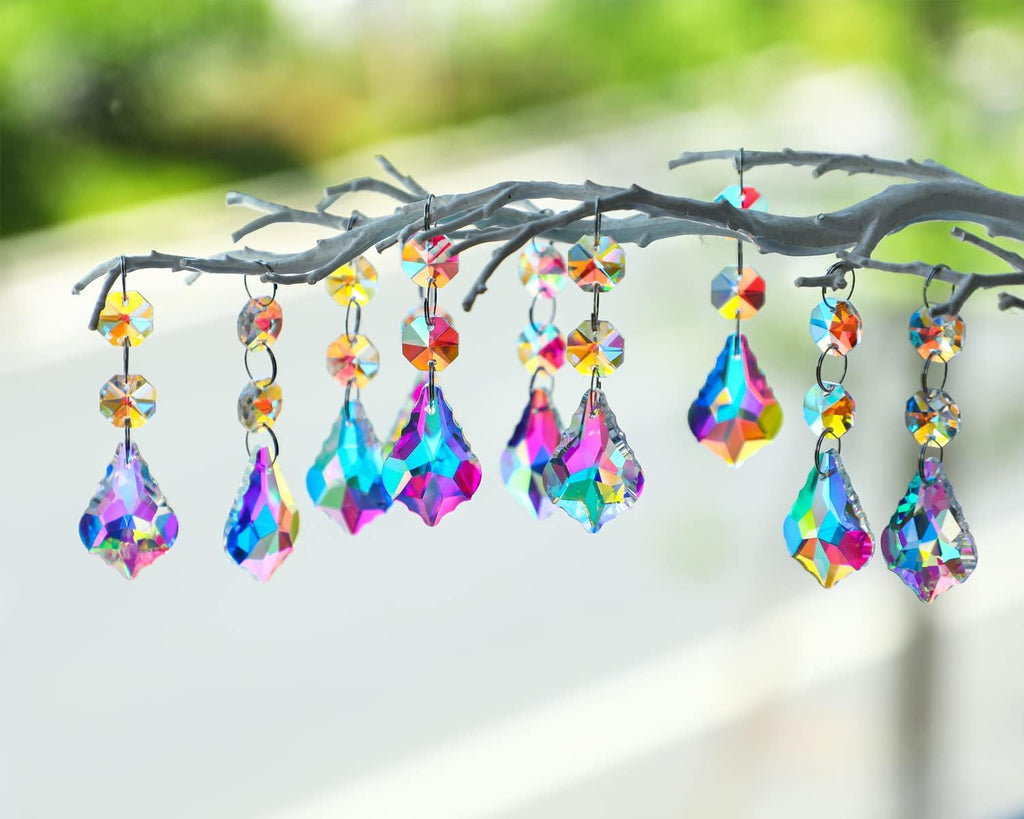 25pcs 38mm Crystal Chandelier Prism Pendants, Suncatchers Hanging Crystals - Horse Eyes Chandelier Prism Replacement