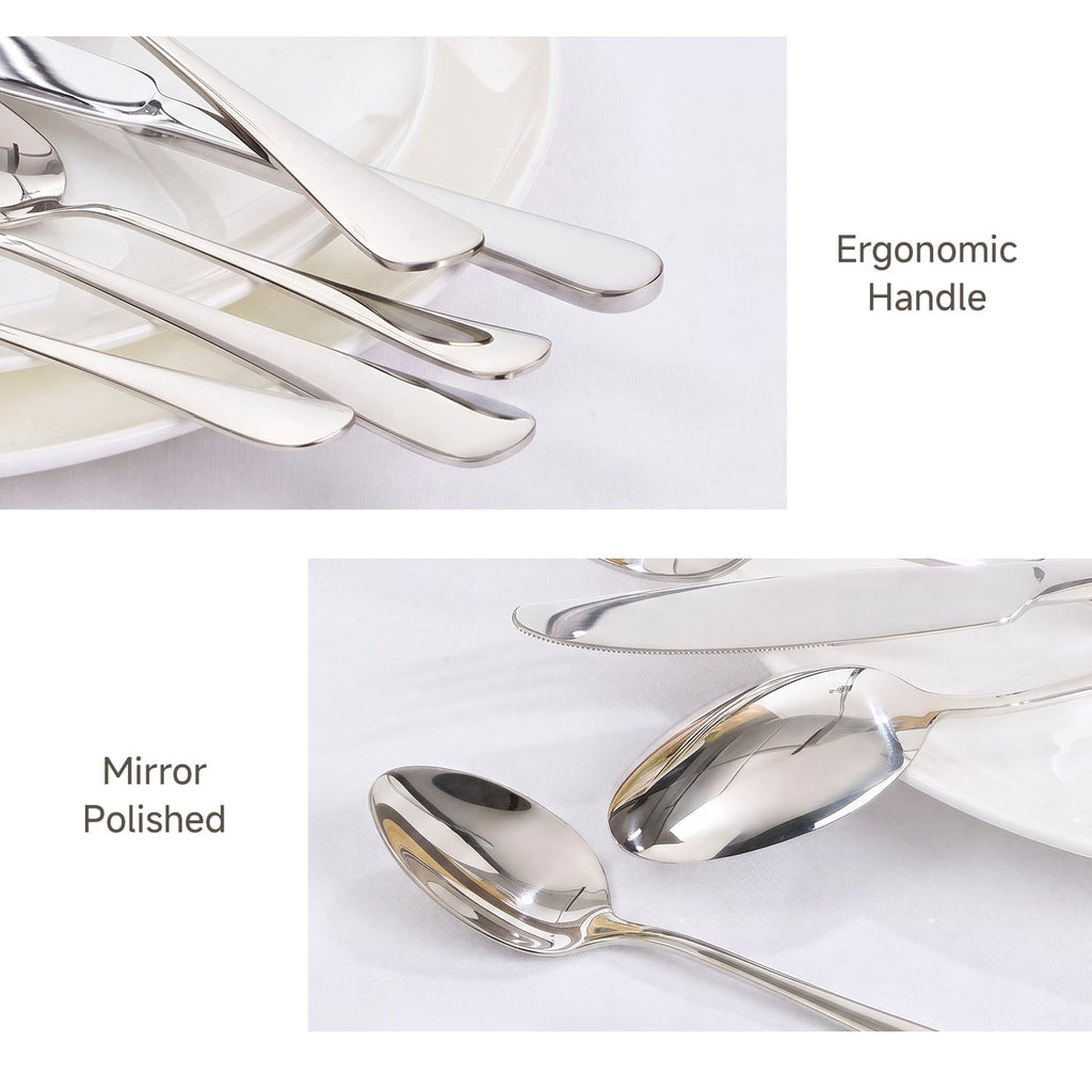 60PCS Silverware Set Service for 12, Premium Stainless Steel Flatware Set Mirror Polished, Modern Kitchen Cutlery Set