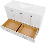 Spring Mill Cabinets Emlyn 48 Inch Bathroom Vanity with White Single Sink Top, 3 Cabinets, 2 Shelves, 2 Drawers