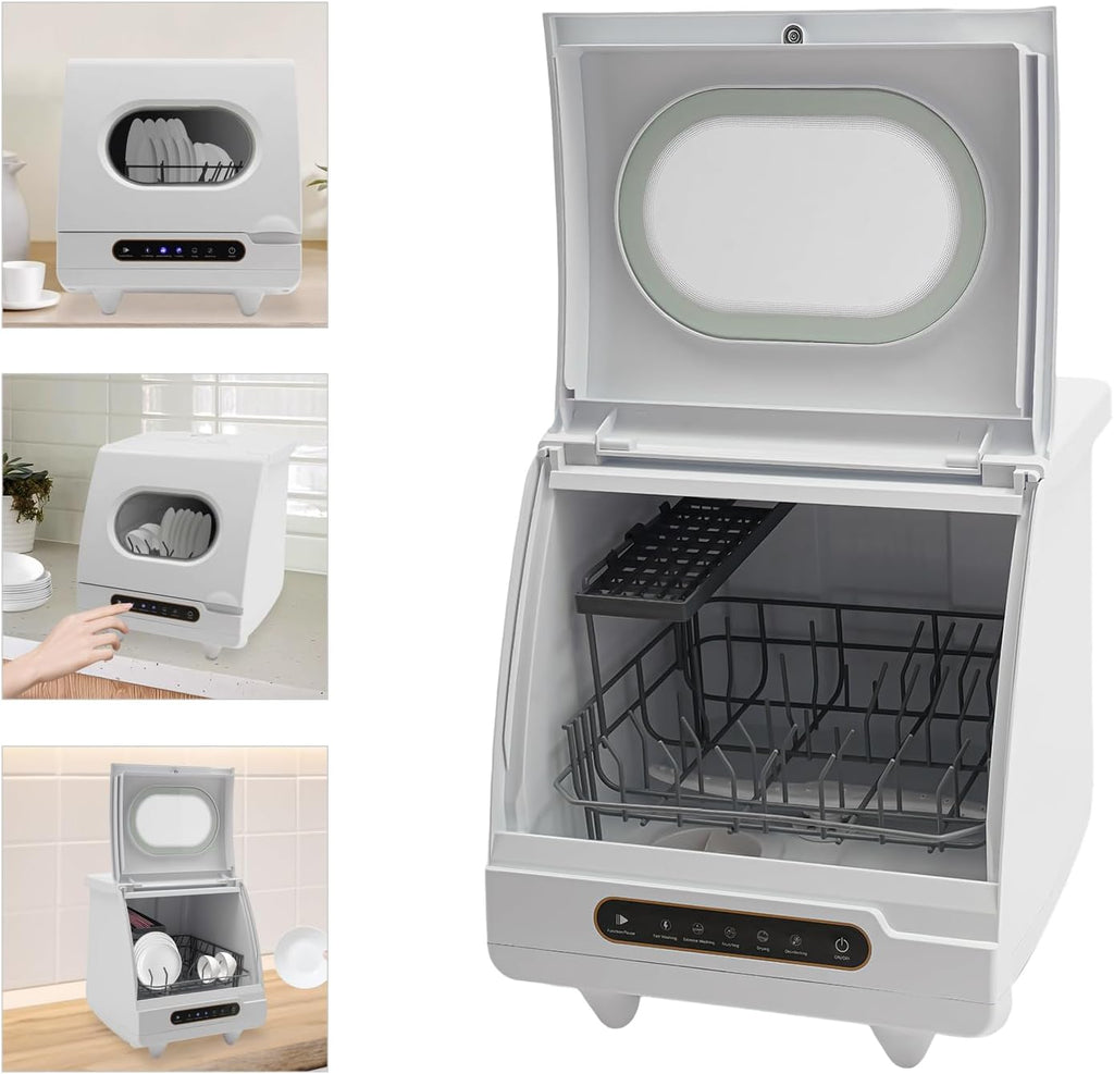 Portable Countertop Dishwasher, 1200W Mini Dishwasher with 12 Water Outlets and 360° Spraying Cleaning