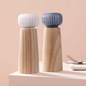 Wood and Ceramic Pepper Grinder Set - Set of 2