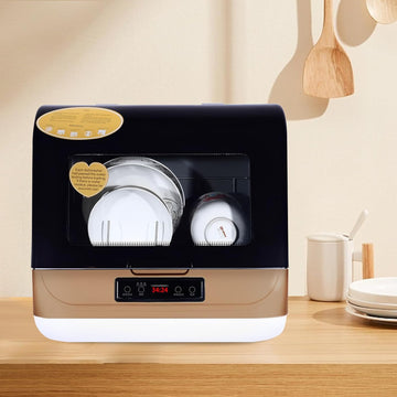 Portable Countertop Dishwasher, Compact Dishwasher Residual Temperature Drying & Air-cooled Drying w