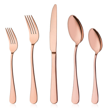 Rose Gold Silverware Set for 4, Flatware Cutlery Set 20 Piece