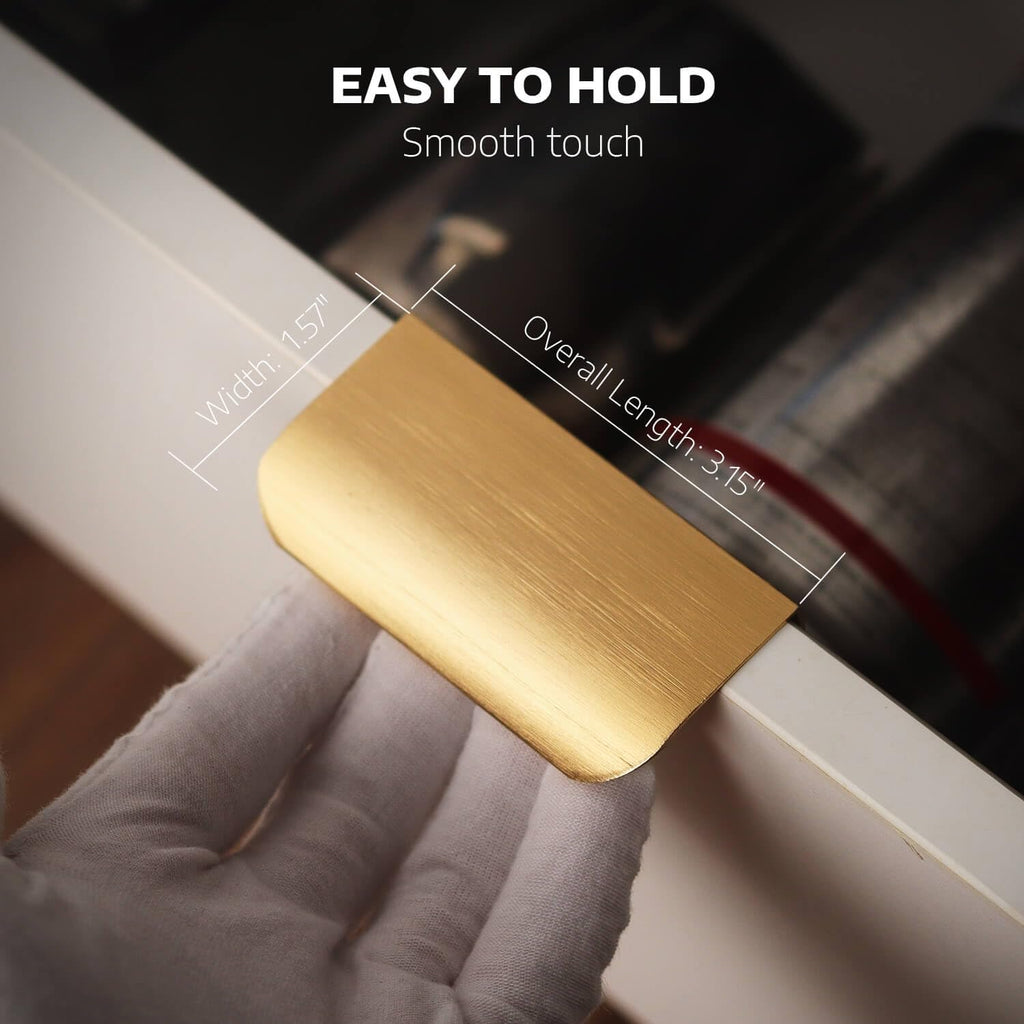 Adhesive Cabinet Finger Pulls Brushed Gold 3.15" Length