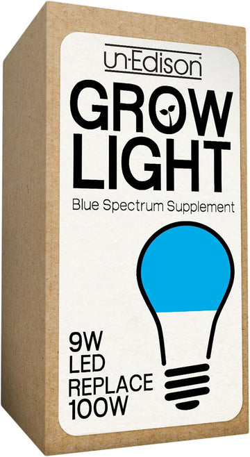 Un-Edison Grow Light Bulb, 9W Blue Spectrum White Daylight for Vegetables, Herbs, Hydroponics (1-Pack)