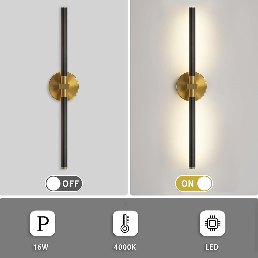 2026 Upgrade Vanity Lights, 24", Black and Gold Bathroom Light Fixture | 18W Brighter, 4000K, 360° Rotatable, CRI