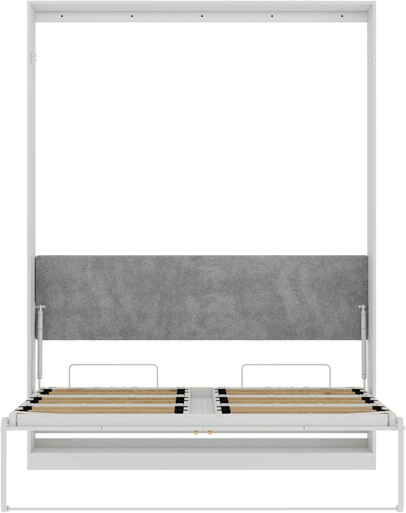 Farmhouse Murphy Bed Queen, 85" Wall Bed Folds to Save Space, Concealed Bed Frame with Hydraulic Rod and Wall Mounted