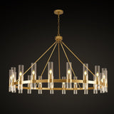 Gold Wagon Wheel Chandelier, 60 Inch Glass Chandeliers, 20 Light Chandelier for High Ceiling, Modern Farmhouse Chandeliers for Living Room, Dining Room, Entryway, Stairwell(Bulbs Included) A115-B0F29CRZQ5