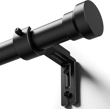 Curtain Rods 32-170 Inch, Heavy Duty 1 Inch Adjustable Curtain Rod for Windows, Black Extra Long Window Treatment