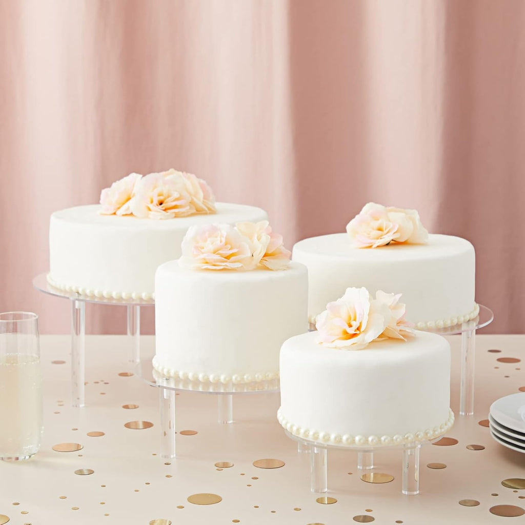 4-Piece Round Acrylic Cake Stand Set - Versatile Dessert Display - Customizable Multi-Tier Buffet Risers - Easy-Store - Set of 4