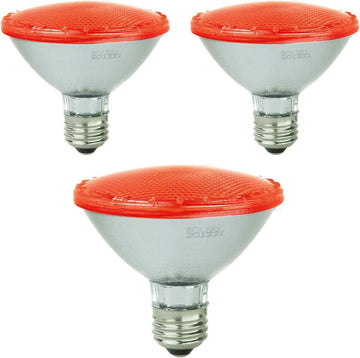 LED PAR30 Colored Red Lens Flood Light Short Neck Reflector Bulb 3W 100 Lumens E26 Medium Base Turtle Safe Wildlife