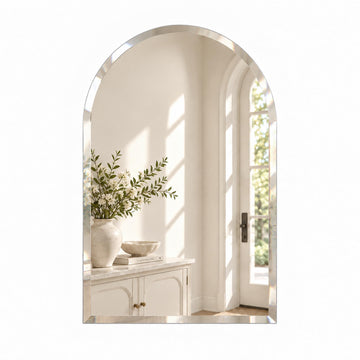 20x30 Inch Arch Top Frameless Beveled Wall Mirror for Vanity