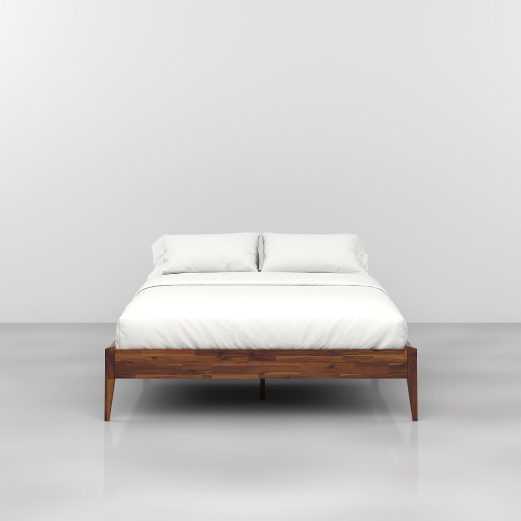 15-Inch Solid Wood Queen Platform Bed Frame - Japanese Joinery, Minimalist Style - Wood Slats, Easy Assembly