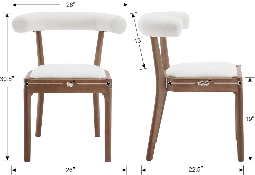 Dining Room Chairs Mid-Century Modern Sherpa Kitchen Chairs with Natural Walnut Finished Frame, Fur Curved Back