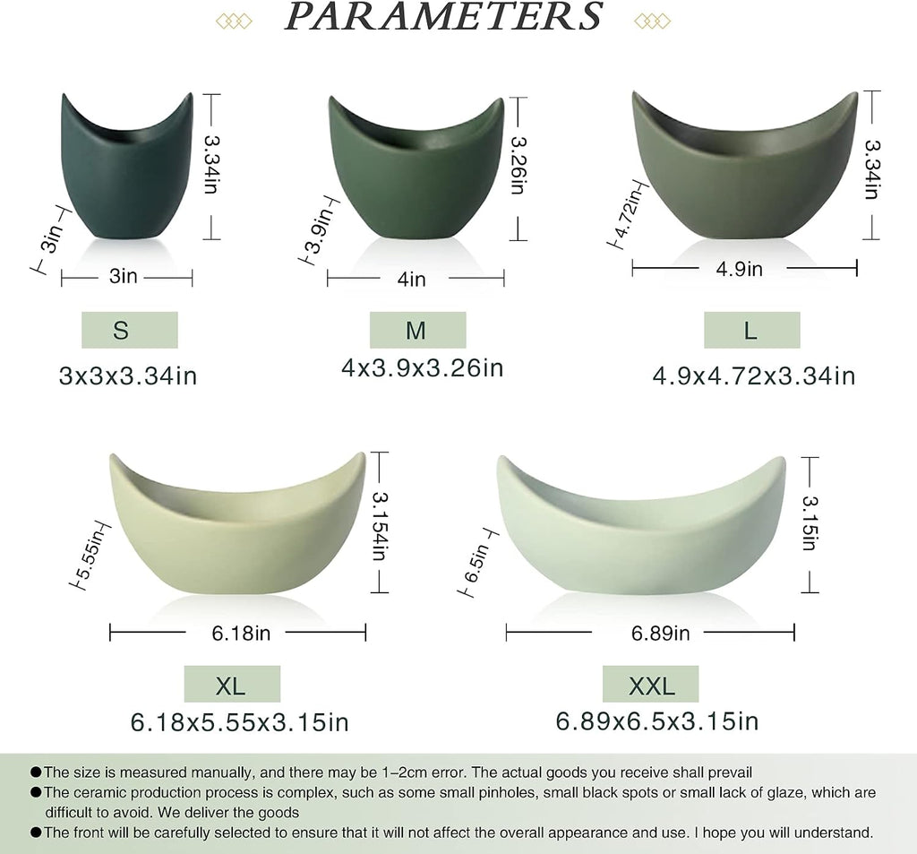 Premium 5Piece Ceramic Serving Bowls Set Blooming Lotus Shape Assorted Sizes for Salads Soups Ramen Daily Dining and