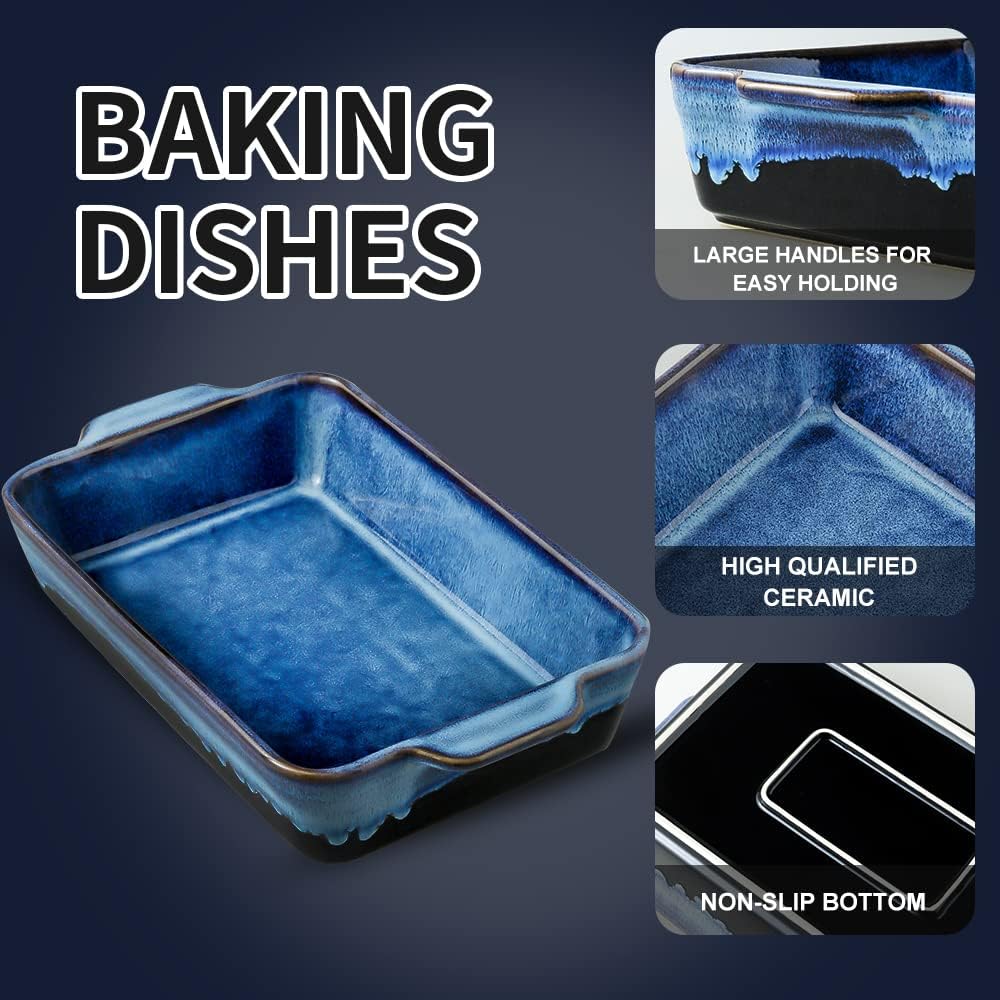 Bakeware Set, Ceramic Dish, Rectangular Casserole Dish, Lasagna Pan, Pans for Cooking, Cake Dinner, Kitchen, 9 x 13