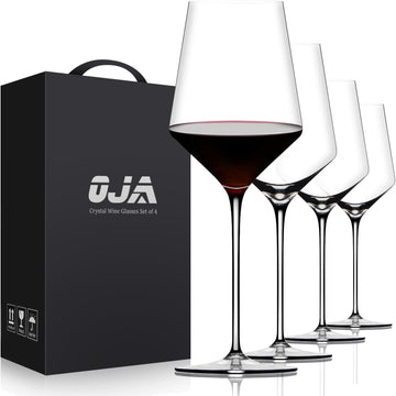 Red Wine Glasses Set of 4, Premium Crystal Wine Glasses Hand Blown,15 oz,Thin Rim,Long Stem,Perfect for Red or