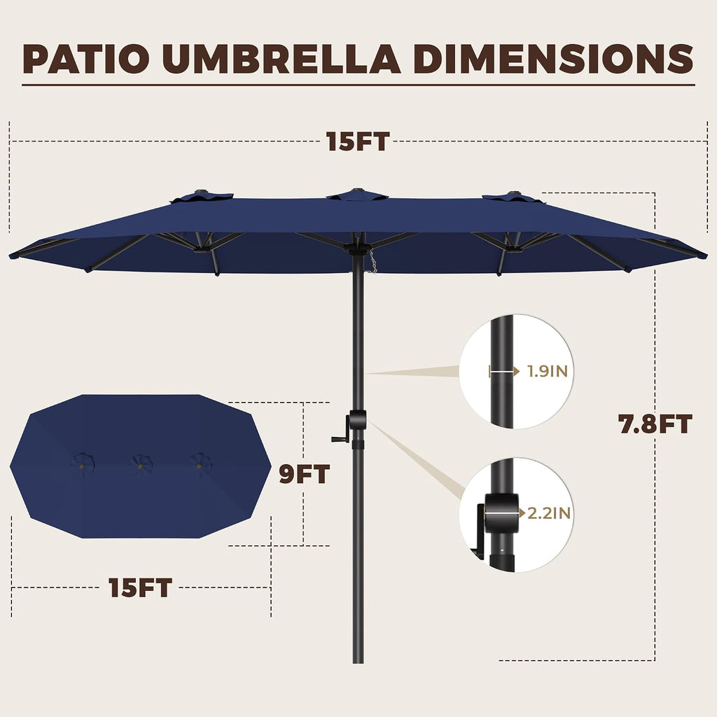 15ft Rectangular Patio Umbrella