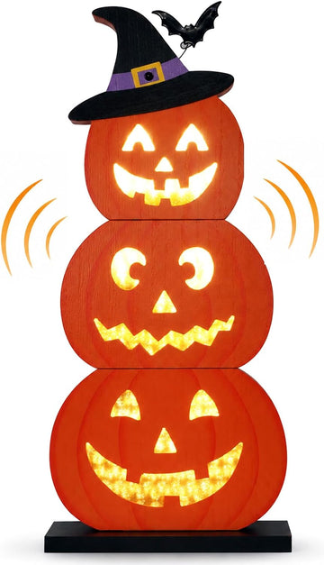 Halloween Decorations LED Light Up Pumpkin Decor Spooky Sound Porch Sign