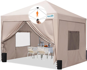 Privacy 10x10 Pop up Canopy Tent with Sidewalls and Roll-up Ventilated Windows, One Person Easy Setup