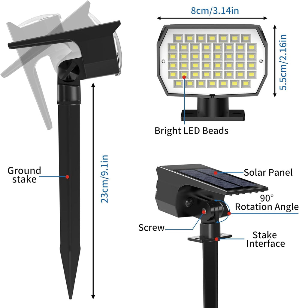 Solar Spot Lights Outdoor 10 Pack, [46 LED/3 Modes] Solar Landscape Spotlights Waterproof, 2-in-1 Auto On/Off Solar