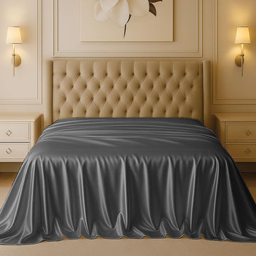 100% Pure Mulberry Silk Bedding Flat Sheet Only, King (102x108) Inches, Ultra Soft Cooling Top Sheet, Elegant