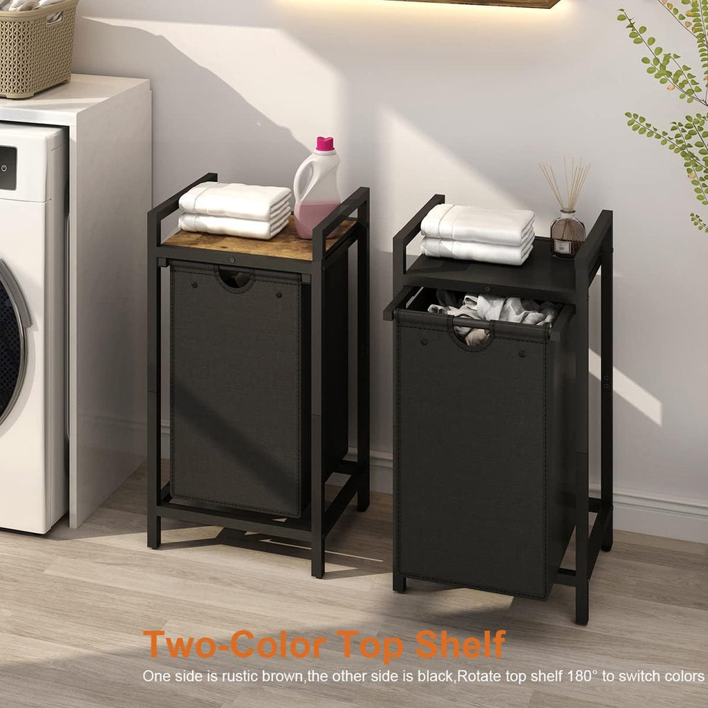 Laundry Hamper, Two-Color Laundry Basket with Removable Laundry Bag and Top Shelf, Clothes Hamper for Samll