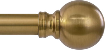 Warm Gold Curtain Rods for Windows 1" Diameter Adjustable Heavy Duty Antique Brass Metal