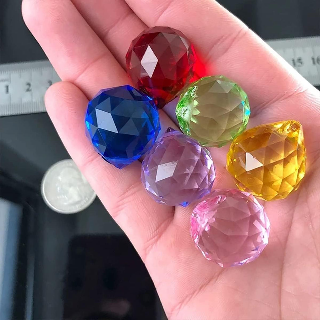 10pcs 40mm Crystal Suncatcher Prism Ball Rainbow Hanging Pendants Maker with Hole for Chandelier Feng Shui Window, Pink