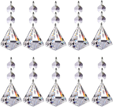 Pack of 10 Crystal Glass Ball Chandelier Prisms Pendants Parts Beads Hanging Crystals Drops Suncatchers(30mm, Clear)