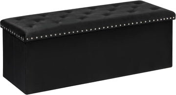 Storage Ottoman Bench, Folding Tufted Ottomans with Storage, Extra Large 140L Storage Boxes Footrest Bench , Luxury