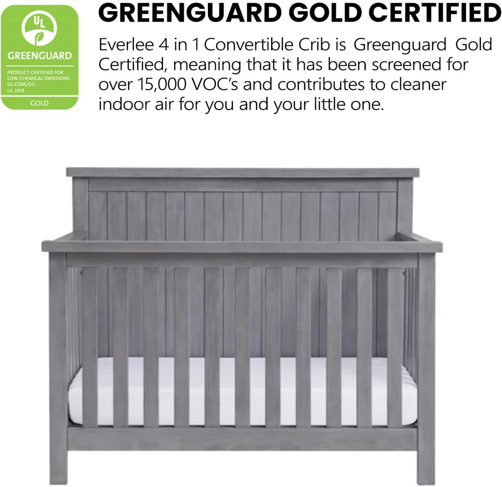Everlee 4-in-1 Convertible Crib, Graystone