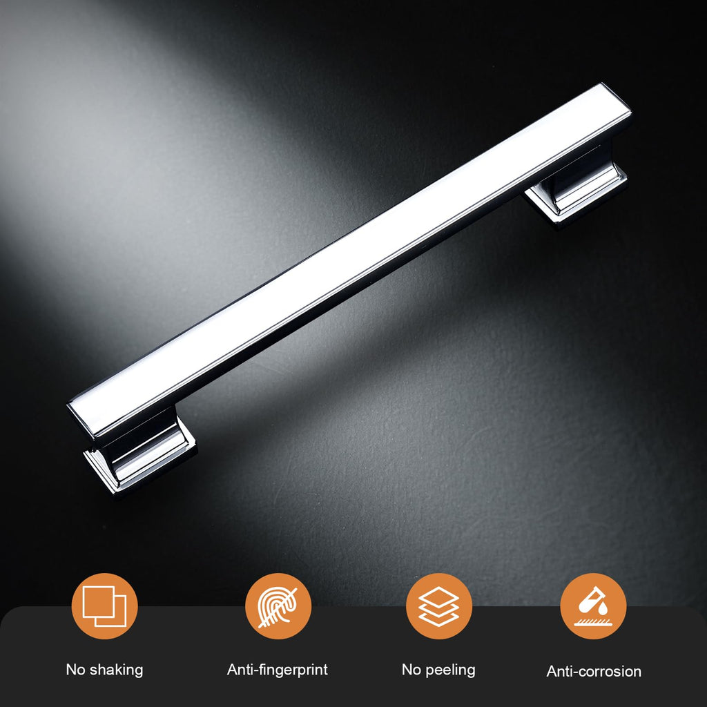 20 Pack Polished Chrome Cabinet Pulls 7.56 Inch (192mm) Kitchen Handles Hardware for Cupboard Handles Drawer Pulls