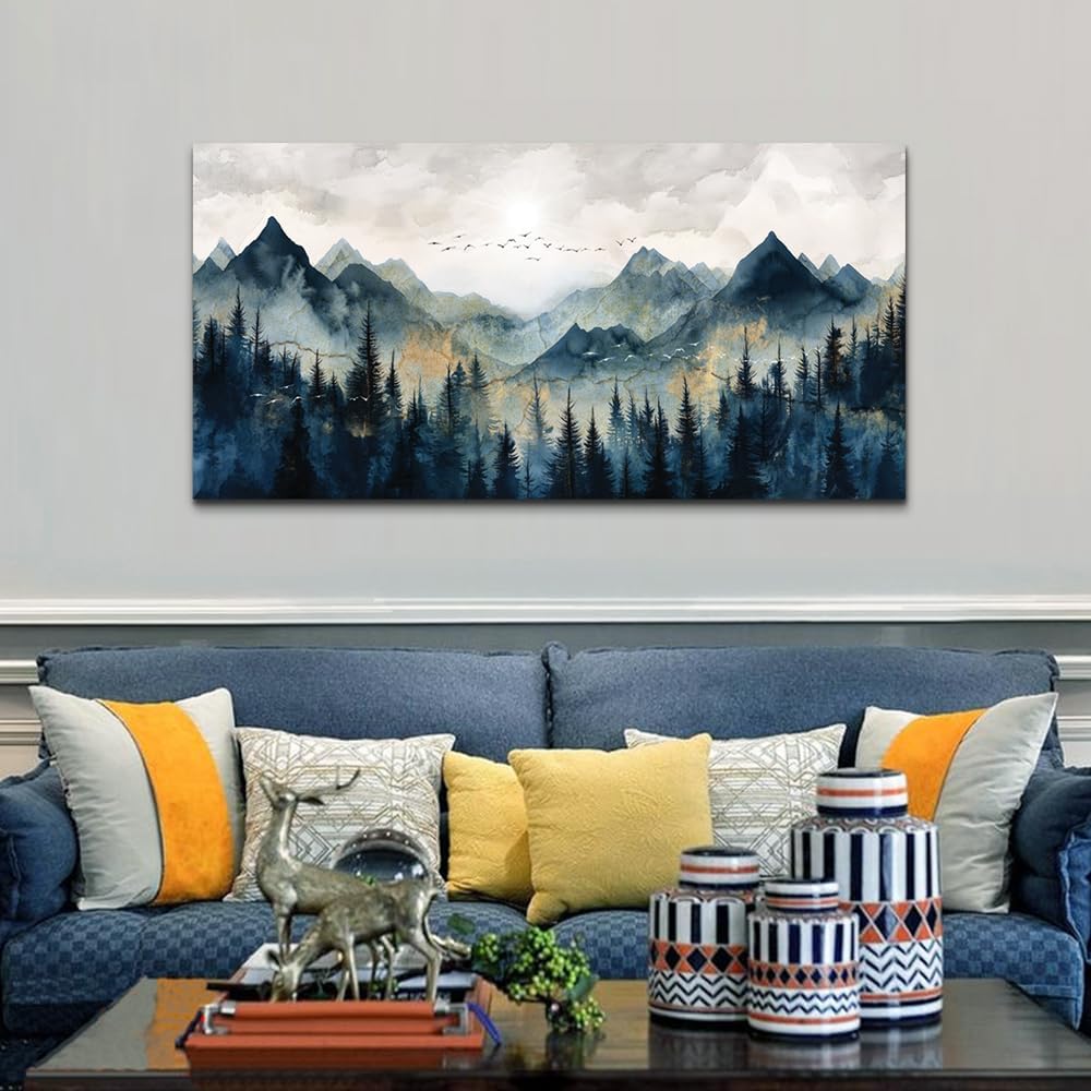 Canvas Wall Art Wall Decorations Modern Office Wall Decor Abstract Watercolour Painting Mountain Landscape Pictures