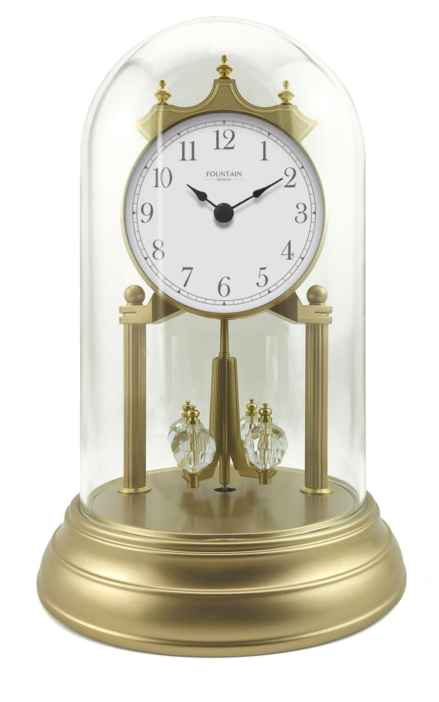 9" Anniversary Clock with Revolving Crystal Pendulum